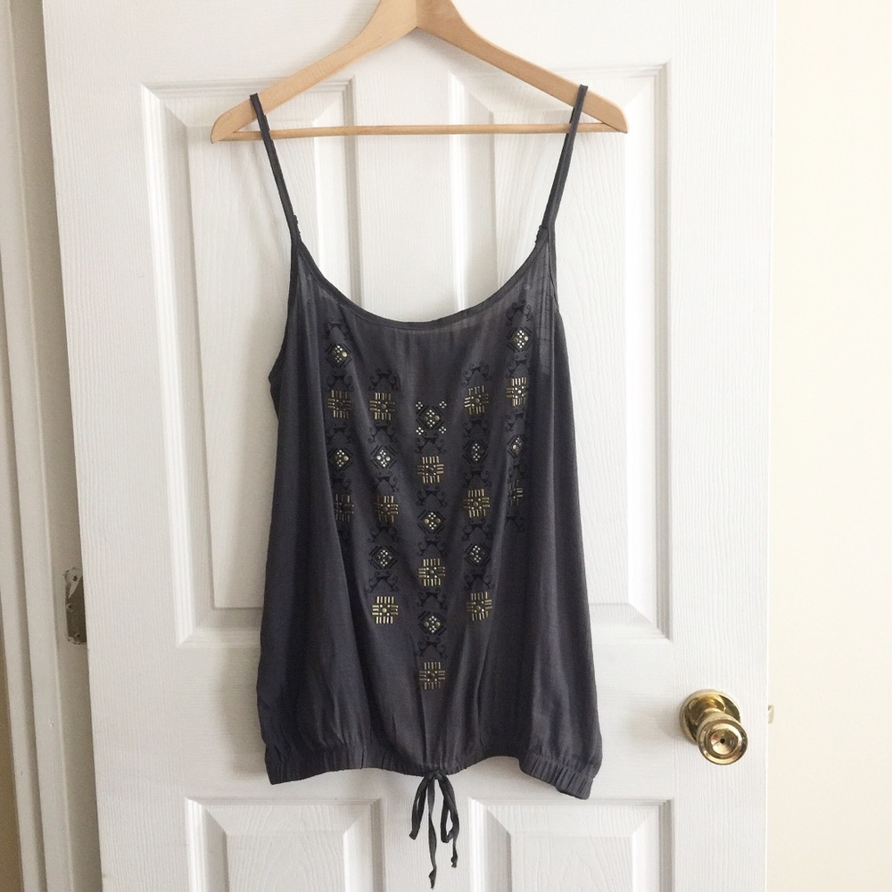 NWT Maurices tie front boho tank w/ pretty beads